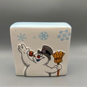 Rae Dunn FROSTY THE SNOWMAN Ceramic Tabletop Block SNOW MUCH FUN Winter NEW